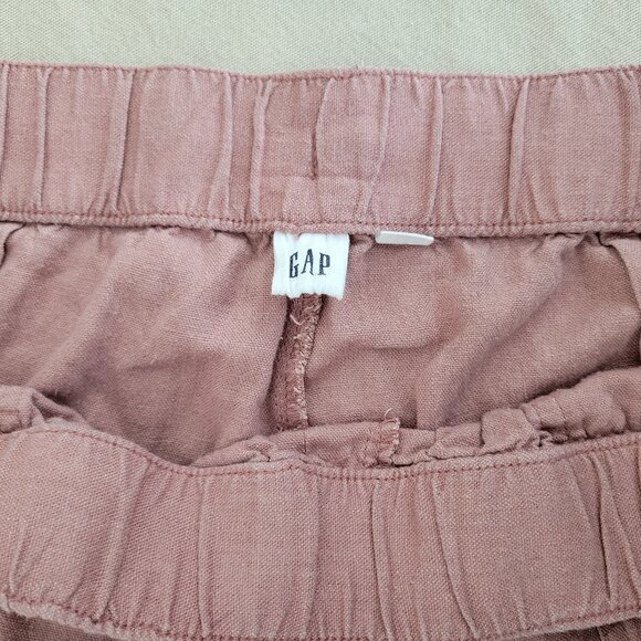 GAP Women's Drawstring Elastic Waist Linen Pull On Pant - Blush Pink - L - Picture 4 of 6